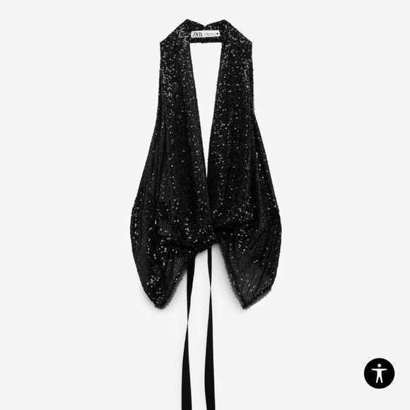 ZARA SEQUIN HALTER TOP - Picture 6 of 10